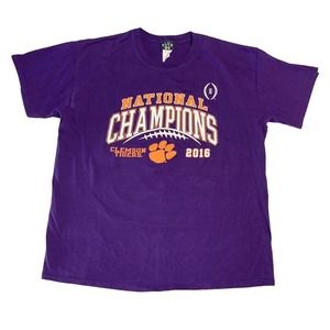 Clemson Tigers Shirt 2016 National Champions Purple T-Shirt Unisex Large Blue 84